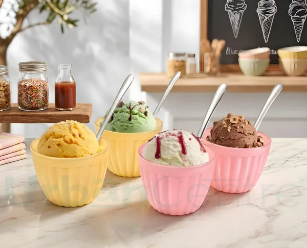Urban_Centre_Ice_Cream_Bowl_Set_with_Spoon_|160ml|_Pack_of_4_|_Yellow/Pink