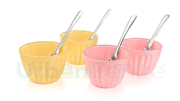 Urban_Centre_Ice_Cream_Bowl_Set_with_Spoon_|160ml|_Pack_of_4_|_Yellow/Pink