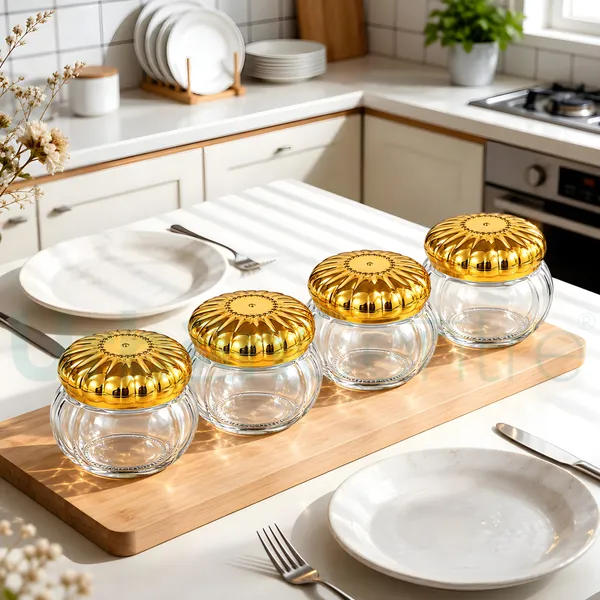 Urban_Centre_Premium_Glass_Storage_Jar_with_Embossed_Golden_Lid,_350_ml,_Transparent,_Pack_of_4