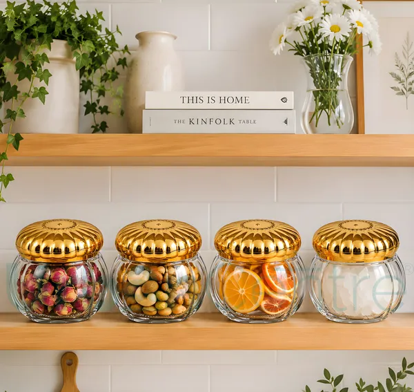 Urban_Centre_Premium_Glass_Storage_Jar_with_Embossed_Golden_Lid,_350_ml,_Transparent,_Pack_of_4