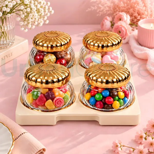 Urban_Centre_Premium_Embossed_Glass_Storage_Jar_Set_of_4_with_Decorative_Golden_Embossed_Lids_&_Golden_Design_Tray,_350_ml,_Multipurpose_Containers_for_Dry_Fruits,_Snacks,_Sweets_&_Kitchen_Storage