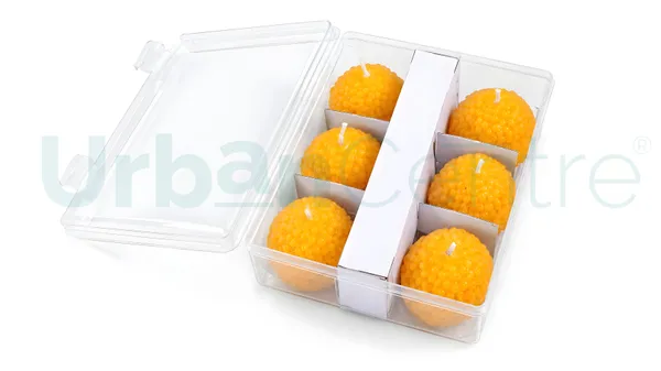 Urban_Centre_Ladoo_Shaped_unscented_Decorative_Candle_Set_of_6,_Yellow_Boondi_Ladoo_Design_Festive_Candles_for_Diwali_Decoration,_Pooja_Room,_Home_Decor,_Dining_Table_Decoration_and_Festive_Gifting,_Soy_Wax_Candle