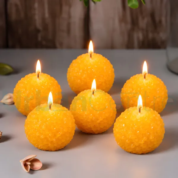 Urban_Centre_Ladoo_Shaped_unscented_Decorative_Candle_Set_of_6,_Yellow_Boondi_Ladoo_Design_Festive_Candles_for_Diwali_Decoration,_Pooja_Room,_Home_Decor,_Dining_Table_Decoration_and_Festive_Gifting,_Soy_Wax_Candle