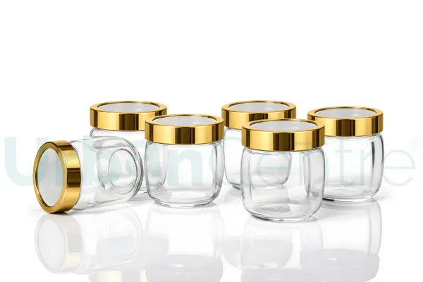 Urban_Centre_Transparent_Glass_Container_Jar_with_Gold_Lid,_400_ml,_Storage_Jar,_Pack_of_6