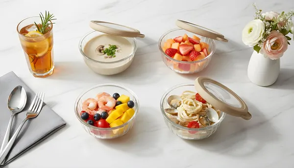 Snacks_Glass_Multipurpose_Container_Ribbed_Bowl_With_Airtight_Lid_|_350_Ml_Crystal_Clear_Glass_Bowl_With_Beige_Colour_Lid_For_Kitchen_Storage_|_Microwave_And_Dishwasher_Safe_(Set_Of_6)