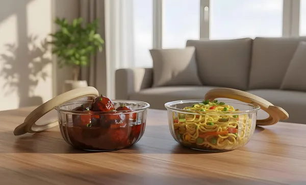 Snacks_Glass_Multipurpose_Container_Ribbed_Bowl_With_Airtight_Lid_|_350_Ml_Crystal_Clear_Glass_Bowl_With_Beige_Colour_Lid_For_Kitchen_Storage_|_Microwave_And_Dishwasher_Safe_(Set_Of_6)