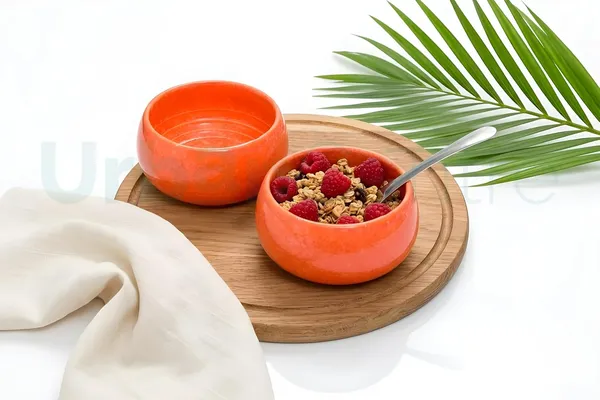 Orange_Ceramic_Snack_&_Dessert_Bowl_Set_With_Spoon_(170Ml)_Set_Of_6