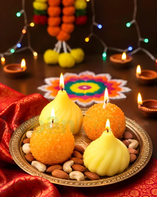 Urban_Centre_Diwali_Decorative_Candle_Set_of_4_|_2_Pcs_Boondi_Ladoo_Candles_and_2_Pcs_Modak_Candles_for_Diwali_Festival,_Pooja_Room,_Home_Decoration,_Festive_Gifting