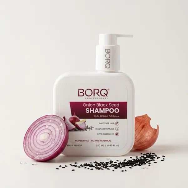 BORQ_Onion_Black_Seed_Shampoo_500ml_|_For_Smooth_&_Shiny_Hair_|_Up_to_98%_Hair_Fall_Reduce_|_Dandruff_Control_|_Paraben-Free_Sulfate-Free_|_Suitable_To_All_Hair_Type_|_For_Man_&_Women_|_(2X250ml)_Pack_Of_2