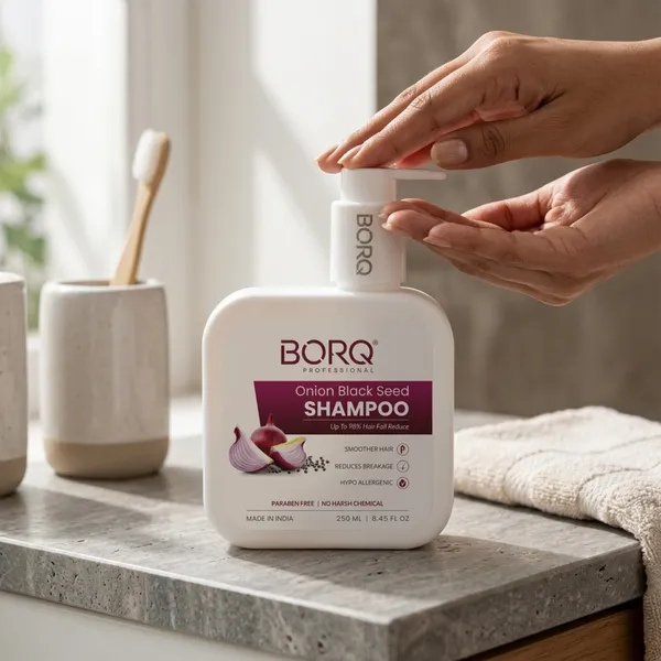 BORQ_Onion_Black_Seed_Shampoo_500ml_|_For_Smooth_&_Shiny_Hair_|_Up_to_98%_Hair_Fall_Reduce_|_Dandruff_Control_|_Paraben-Free_Sulfate-Free_|_Suitable_To_All_Hair_Type_|_For_Man_&_Women_|_(2X250ml)_Pack_Of_2