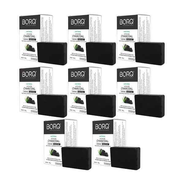BORQ_Natural_Activated_Charcoal_Glycerine_Bath_Soap_800gm_|_Detoxification_And_Oil_Control_|_Pure_Glycerin_&_Natural_Oils_|_Paraben-Free_Sulfate-Free_|_For_All_Skin_Type_(8X100gm)_Pack_Of_8