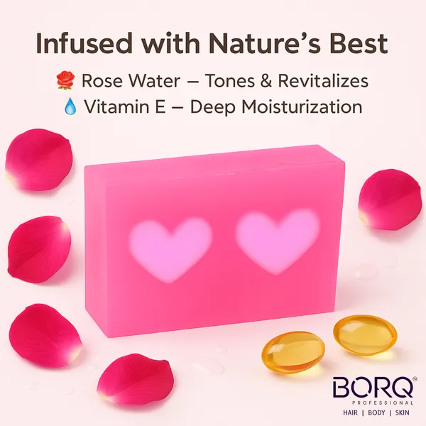 BORQ_Natural_Heart_Shape_Rose_Water_Glycerine_Bath_Soap_800gm_|_For_Natural_Moisturizing_Glowing_Skin_|_Pure_Glycerin_&_Natural_Oils_|_Paraben-Free_Sulfate-Free_|_For_All_Skin_Type_(8X100gm)_Pack_Of_8