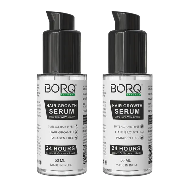 BORQ_Natural_Hair_Growth_Serum_100ml_|_Hair_Fall_Control,_Scalp_Nourishment_&_Hair_Strengthening_Formula_|_For_Thicker_&_Fuller_Hair_|_Suitable_To_All_Hair_Type_|_For_Man_&_Women_|_(2X50ml)_Pack_Of_2
