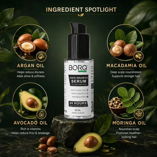 BORQ_Natural_Hair_Growth_Serum_100ml_|_Hair_Fall_Control,_Scalp_Nourishment_&_Hair_Strengthening_Formula_|_For_Thicker_&_Fuller_Hair_|_Suitable_To_All_Hair_Type_|_For_Man_&_Women_|_(2X50ml)_Pack_Of_2