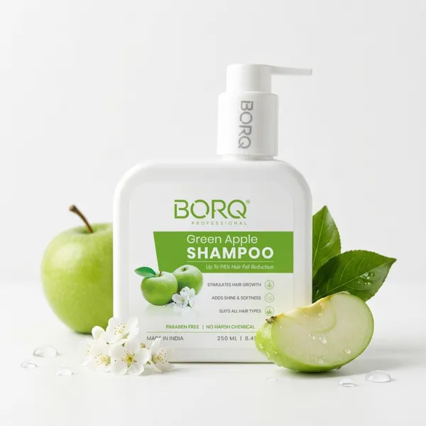 BORQ_Green_Apple_Shampoo_250ml_|_For_Soft_&_Shiny_Hair_|_Perfect_Everyday_Shampoo_|_Deep_Cleansing_Formula_|_Paraben-Free_Sulfate-Free_|_Suitable_To_All_Hair_Type_|_For_Man_&_Women_|_(1X250ml)_Pack_Of_1