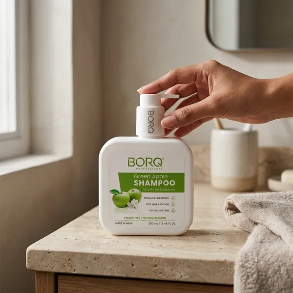 BORQ_Green_Apple_Shampoo_250ml_|_For_Soft_&_Shiny_Hair_|_Perfect_Everyday_Shampoo_|_Deep_Cleansing_Formula_|_Paraben-Free_Sulfate-Free_|_Suitable_To_All_Hair_Type_|_For_Man_&_Women_|_(1X250ml)_Pack_Of_1