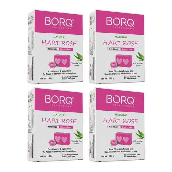 BORQ_Natural_Heart_Shape_Rose_Water_Glycerine_Bath_Soap_400gm_|_For_Natural_Moisturizing_Glowing_Skin_|_Pure_Glycerin_&_Natural_Oils_|_Paraben-Free_Sulfate-Free_|_For_All_Skin_Type_(4X100gm)_Pack_Of_4
