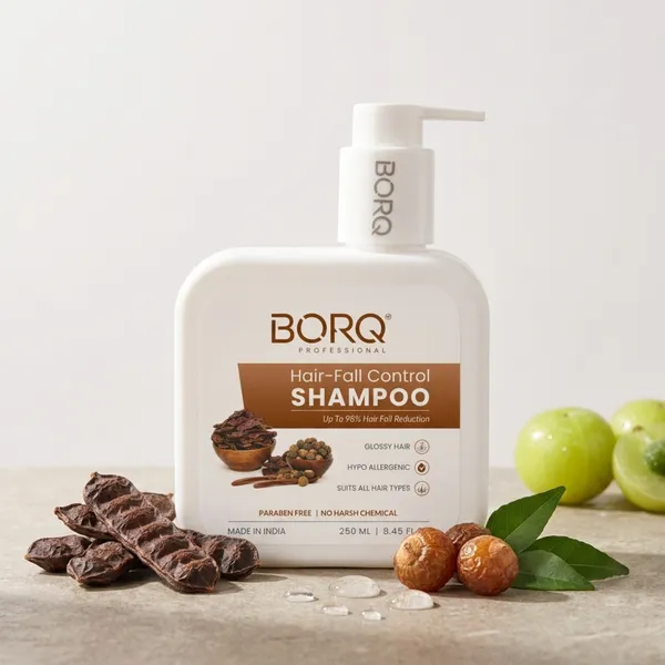 BORQ_Hair-Fall_Control_Shampoo_250ml_|_For_Reduces_Hair-Fall_And_Breakage_|_Up_to_98%_Hair-Fall_Reduction_|_Paraben-Free_Sulfate-Free_|_Suitable_To_All_Hair_Type_|_For_Man_&_Women_|_(1X250ml)_Pack_Of_1