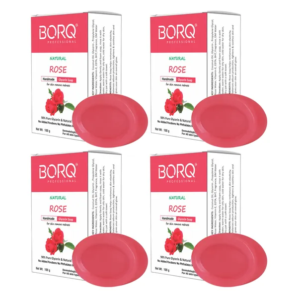BORQ_Natural_Rose_Water_Glycerine_Bath_Soap_400gm_|_For_Natural_Moisturizing_Glowing_Skin_|_Pure_Glycerin_&_Natural_Oils_|_Paraben-Free_Sulfate-Free_|_For_All_Skin_Type_(4X100gm)_Pack_Of_4