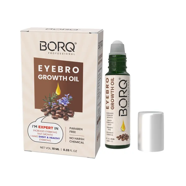BORQ_Natural_Eyebrow_Growth_Oil_10ml_|_Eyebrow_Thickening_Oil_|_Promotes_Fast_Eyebrow_Hair_Growth_|_100%_Pure_Virgin_Castor_&_Essential_Oils_|_For_Fuller_&_Healthy_Brows_|_For_Man_&_Women_|_(1X10ml)_Pack_Of_1