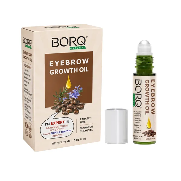 BORQ_Natural_Eyebrow_Growth_Oil_10ml_|_Eyebrow_Thickening_Oil_|_Promotes_Fast_Eyebrow_Hair_Growth_|_100%_Pure_Virgin_Castor_&_Essential_Oils_|_For_Fuller_&_Healthy_Brows_|_For_Man_&_Women_|_(1X10ml)_Pack_Of_1