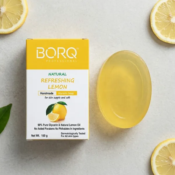 BORQ_Natural_Refreshing_Lemon_Glycerine_Bath_Soap_400gm_|_For_Skin_Supple_And_Soft_|_Pure_Glycerin_&_Natural_Oils_|_Paraben-Free_Sulfate-Free_|_For_All_Skin_Type_(4X100gm)_Pack_Of_4