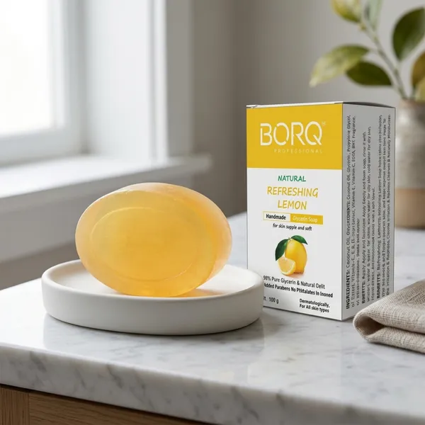 BORQ_Natural_Refreshing_Lemon_Glycerine_Bath_Soap_400gm_|_For_Skin_Supple_And_Soft_|_Pure_Glycerin_&_Natural_Oils_|_Paraben-Free_Sulfate-Free_|_For_All_Skin_Type_(4X100gm)_Pack_Of_4