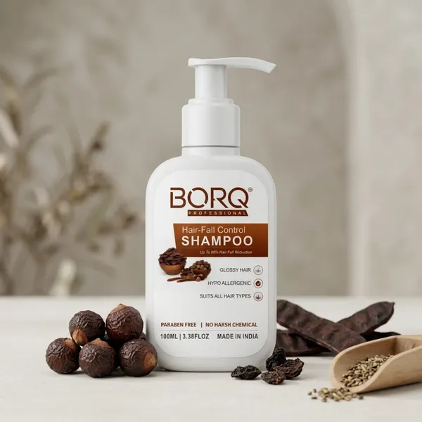 BORQ_Hair-Fall_Control_Shampoo_100ml_|_For_Reduces_Hair-Fall_And_Breakage_|_Up_to_98%_Hair-Fall_Reduction_|_Paraben-Free_Sulfate-Free_|_Suitable_To_All_Hair_Type_|_For_Man_&_Women_|_(1X100ml)_Pack_Of_1