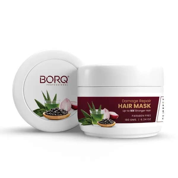 BORQ_Damage_Control_Hair_Mask_180gm_|_Controls_Frizzy_Hair_|_Repairing_Dehydrated_&_Dull_Hair_|_Paraben-Free_Sulfate-Free_|_Suitable_To_All_Hair_Type_|_For_Man_&_Women_|_(1X180gm)_Pack_Of_1