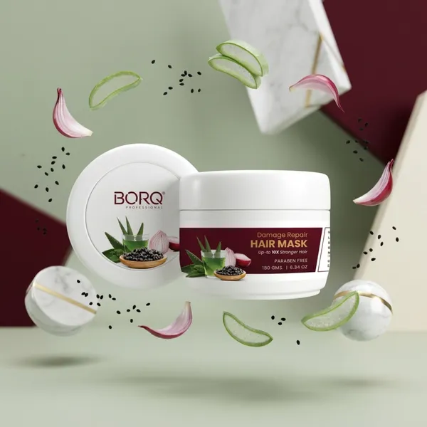 BORQ_Damage_Control_Hair_Mask_180gm_|_Controls_Frizzy_Hair_|_Repairing_Dehydrated_&_Dull_Hair_|_Paraben-Free_Sulfate-Free_|_Suitable_To_All_Hair_Type_|_For_Man_&_Women_|_(1X180gm)_Pack_Of_1
