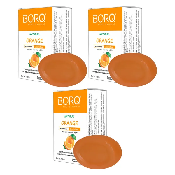 BORQ_Natural_Orange_Glycerine_Bath_Soap_300gm_|_With_Vitamin-C_Make_Skin_Smooth_&_Bright_|_Pure_Glycerin_&_Natural_Oils_|_Paraben-Free_Sulfate-Free_|_For_All_Skin_Type_(3X100gm)_Pack_Of_3