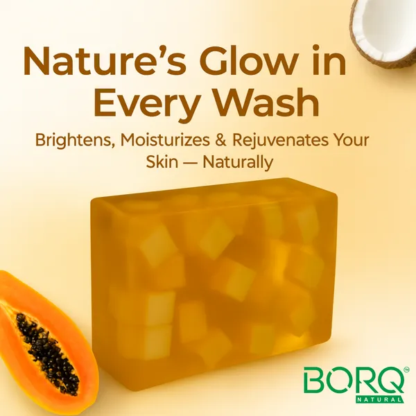 BORQ_Natural_Papaya_Cube_Glycerine_Bath_Soap_800gm_|_For_Enriched_Radiant_And_Healthy_Skin_|_Pure_Glycerin_&_Natural_Oils_|_Paraben-Free_Sulfate-Free_|_For_All_Skin_Type_(8X100gm)_Pack_Of_8