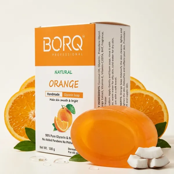 BORQ_Natural_Orange_Glycerine_Bath_Soap_400gm_|_With_Vitamin-C_Make_Skin_Smooth_&_Bright_|_Pure_Glycerin_&_Natural_Oils_|_Paraben-Free_Sulfate-Free_|_For_All_Skin_Type_(4X100gm)_Pack_Of_4