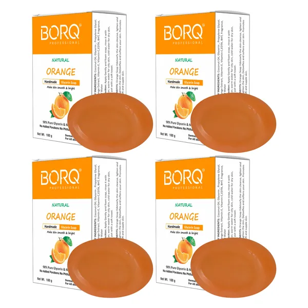 BORQ_Natural_Orange_Glycerine_Bath_Soap_400gm_|_With_Vitamin-C_Make_Skin_Smooth_&_Bright_|_Pure_Glycerin_&_Natural_Oils_|_Paraben-Free_Sulfate-Free_|_For_All_Skin_Type_(4X100gm)_Pack_Of_4