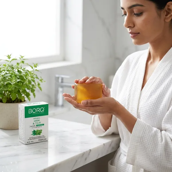 BORQ_Natural_Neem_Tulsi_Glycerine_Bath_Soap_300gm_|_For_Skin_Clear_&_Glowing_|_Pure_Glycerin_&_Natural_Oils_|_Paraben-Free_Sulfate-Free_|_For_All_Skin_Type_(3X100gm)_Pack_Of_3