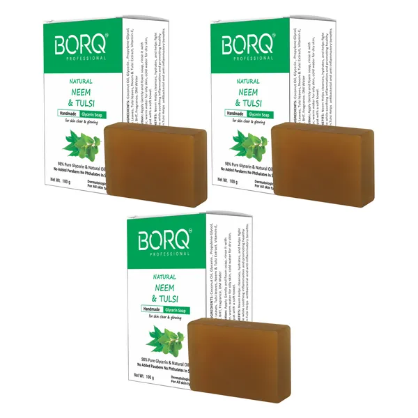 BORQ_Natural_Neem_Tulsi_Glycerine_Bath_Soap_300gm_|_For_Skin_Clear_&_Glowing_|_Pure_Glycerin_&_Natural_Oils_|_Paraben-Free_Sulfate-Free_|_For_All_Skin_Type_(3X100gm)_Pack_Of_3