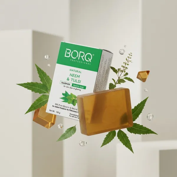 BORQ_Natural_Neem_Tulsi_Glycerine_Bath_Soap_300gm_|_For_Skin_Clear_&_Glowing_|_Pure_Glycerin_&_Natural_Oils_|_Paraben-Free_Sulfate-Free_|_For_All_Skin_Type_(3X100gm)_Pack_Of_3