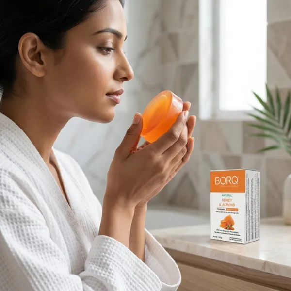 BORQ_Natural_Honey_&_Almond_Glycerine_Bath_Soap_300gm_|_Natural_Gift_For_Dry_And_Damage_Skin_|_Pure_Glycerin_&_Natural_Oils_|_Paraben-Free_Sulfate-Free_|_For_All_Skin_Type_(3X100gm)_Pack_Of_3