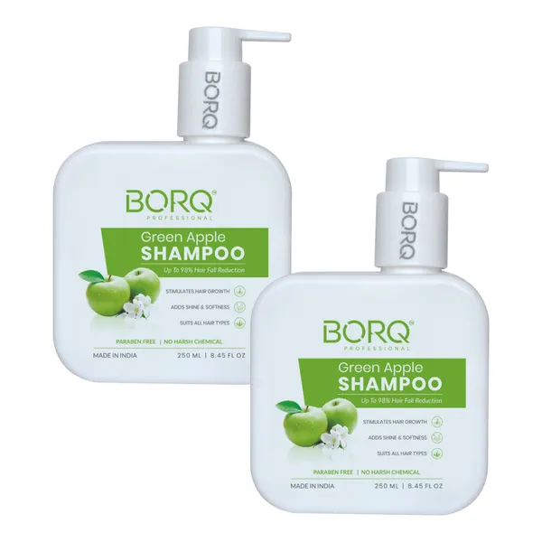 BORQ_Green_Apple_Shampoo_500ml_|_For_Soft_&_Shiny_Hair_|_Perfect_Everyday_Shampoo_|_Deep_Cleansing_Formula_|_Paraben-Free_Sulfate-Free_|_Suitable_To_All_Hair_Type_|_For_Man_&_Women_|_(2X250ml)_Pack_Of_2