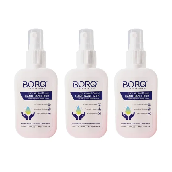 BORQ_Moisturizing_Hand_Sanitizer_300ml_|_70%_Alcohol_Based_Hand_Rub_|_Kills_99.9%_Germs_|_Quick_Dry,_Non-Sticky_Formula_|_Suitable_To_All_Skin_Type_|_For_Man_&_Women_|_(3X100ml)_Pack_Of_3