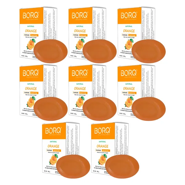 BORQ_Natural_Orange_Glycerine_Bath_Soap_800gm_|_With_Vitamin-C_Make_Skin_Smooth_&_Bright_|_Pure_Glycerin_&_Natural_Oils_|_Paraben-Free_Sulfate-Free_|_For_All_Skin_Type_(8X100gm)_Pack_Of_8