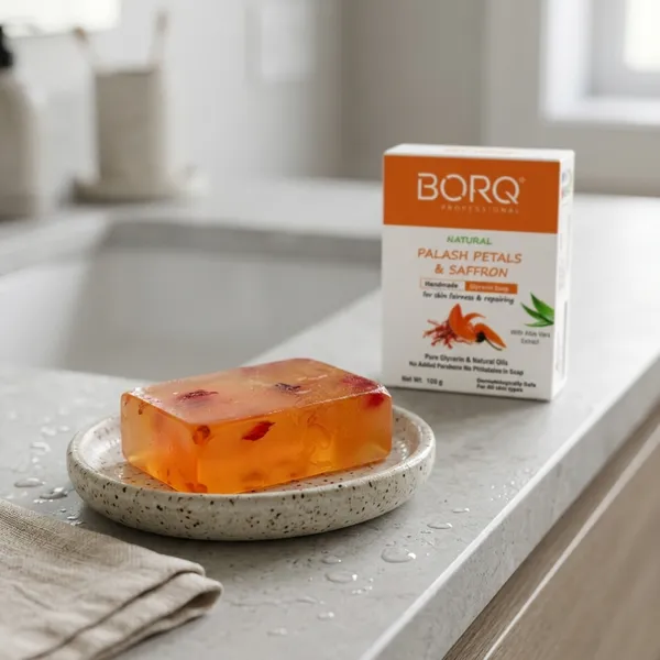 BORQ_Natural_Palash_Petals_&_Saffron_Glycerine_Bath_Soap_400gm_|_For_Skin_Cleansing_&_Moisturizing_|_Pure_Glycerin_&_Natural_Oils_|_Paraben-Free_Sulfate-Free_|_For_All_Skin_Type_(4X100gm)_Pack_Of_4
