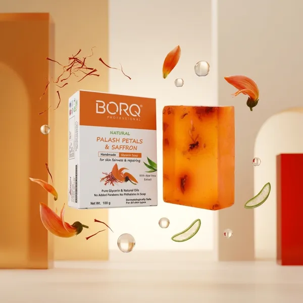 BORQ_Natural_Palash_Petals_&_Saffron_Glycerine_Bath_Soap_400gm_|_For_Skin_Cleansing_&_Moisturizing_|_Pure_Glycerin_&_Natural_Oils_|_Paraben-Free_Sulfate-Free_|_For_All_Skin_Type_(4X100gm)_Pack_Of_4