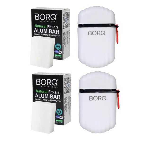 BORQ_Natural_Alum_Bar_(Fitkari)_Premium_Grade_A+_|_With_2_White_Travel_Case_200gm_|_For_After_Shaving_|_Acne_Treatment_|_Skin_Tightening_|_Dark_Circles_&_Underarms_|_Natural_Deodorant_|_(2X100gm)_Pack_Of_2