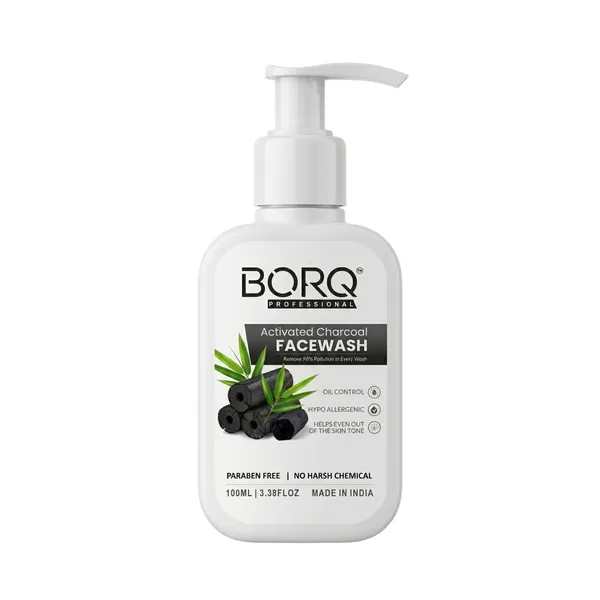 BORQ_Activated_Charcoal_Face_Wash_100ml_|_For_Dirt_&_Pollution_Removal_|_10X_Power_Of_Activated_Charcoal_|_Paraben-Free_Sulfate-Free_|_Suitable_To_All_Skin_Type_|_For_Man_&_Women_|_(1X100ml)_Pack_Of_1