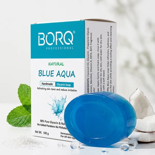 BORQ_Natural_Blue_Aqua_Glycerine_Bath_Soap_800gm_|_Refreshing_Skin_And_Reduce_Irritation_|_Pure_Glycerin_&_Natural_Oils_|_Paraben-Free_Sulfate-Free_|_For_All_Skin_Type_(8X100gm)_Pack_Of_8