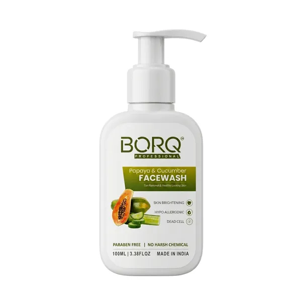 BORQ_Papaya_&_Cucumber_Face_Wash_100ml_|_For_Glowing_&_Healthy_Skin_|_Reducing_Dark_Spots_&_Blemishes_|_Paraben-Free_Sulfate-Free_|_Suitable_To_All_Skin_Type_|_For_Man_&_Women_|_(1X100ml)_Pack_Of_1