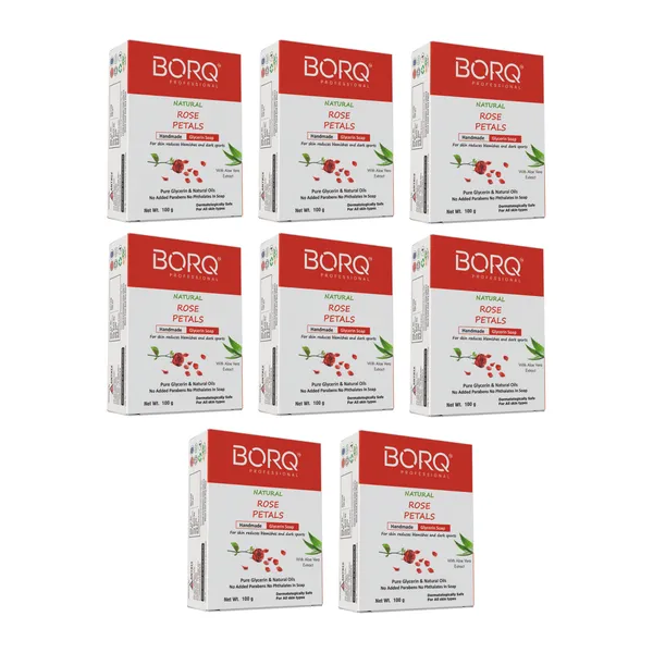 BORQ_Natural_Real_Rose_Petals_Glycerine_Bath_Soap_800gm_|_For_Skin_Reduce_Blemishes_And_Dark_Spots_|_Pure_Glycerin_&_Natural_Oils_|_Paraben-Free_Sulfate-Free_|_For_All_Skin_Type_(8X100gm)_Pack_Of_8