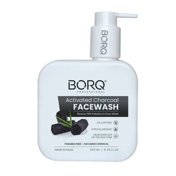 BORQ_Activated_Charcoal_Face_Wash_250ml_|_For_Dirt_&_Pollution_Removal_|_10X_Power_Of_Activated_Charcoal_|_Paraben-Free_Sulfate-Free_|_Suitable_To_All_Skin_Type_|_For_Man_&_Women_|_(1X250ml)_Pack_Of_1