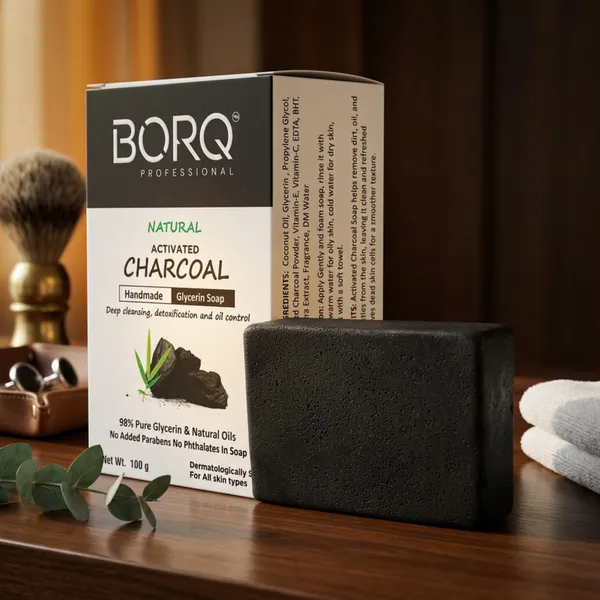 BORQ_Natural_Activated_Charcoal_Glycerine_Bath_Soap_400gm_|_Detoxification_And_Oil_Control_|_Pure_Glycerin_&_Natural_Oils_|_Paraben-Free_Sulfate-Free_|_For_All_Skin_Type_(4X100gm)_Pack_Of_4